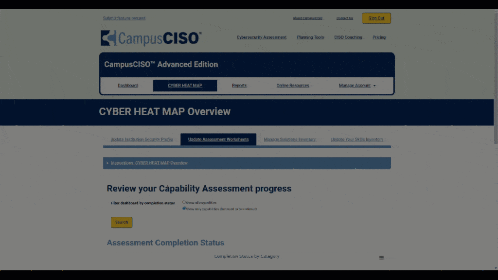 Animated Screenshot - Updating CYBER HEAT MAP assessment worksheet