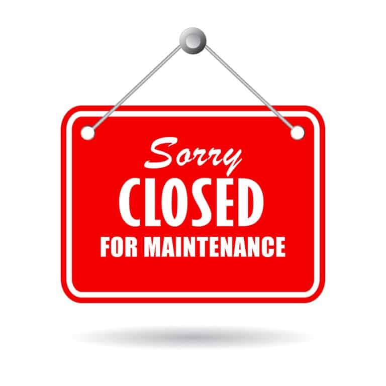 Image of "Closed for maintenance" sign
