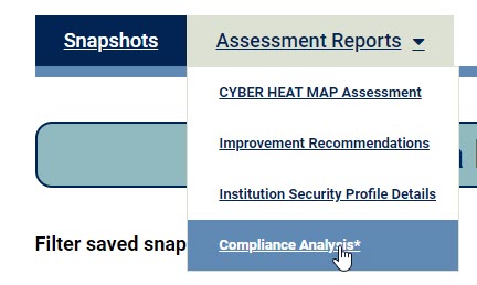 Screenshot - Compliance Analysis Menu
