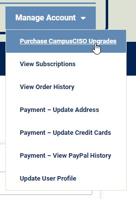 Screenshot - Manage Account - Purchase Upgrades menu