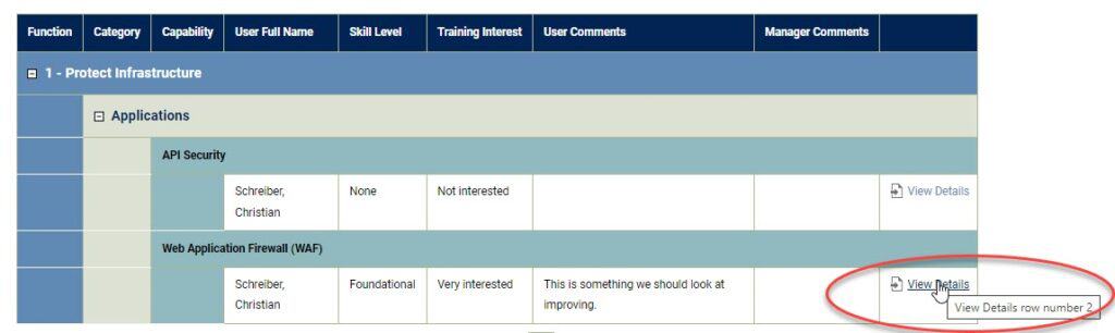 Screenshot - Skills Inventory Report - View details