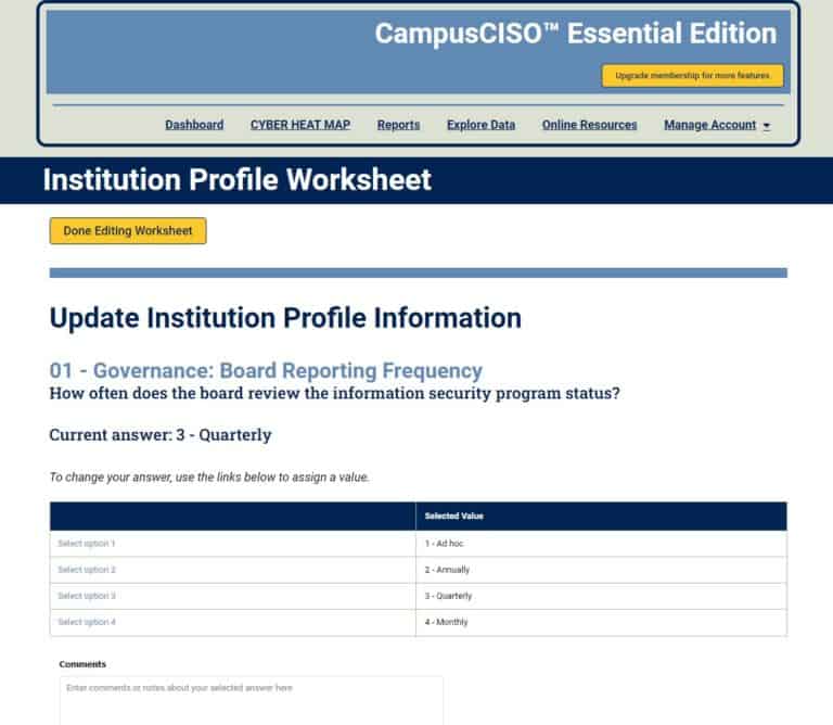 Screenshot - Update institution profile information